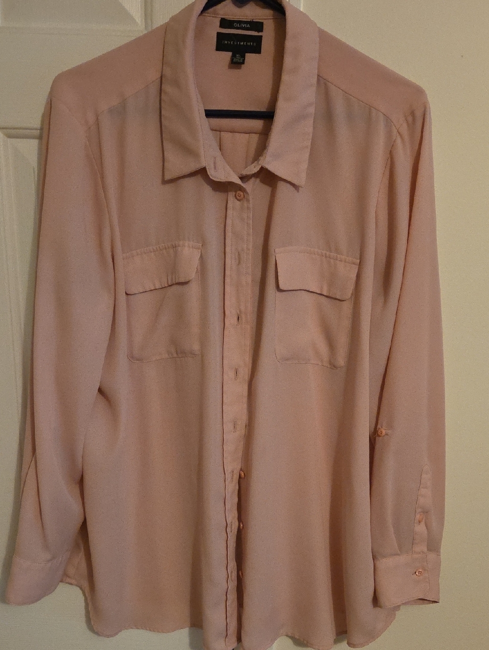 Olivia Lightweight Button-Front Shirt - Blush Pink